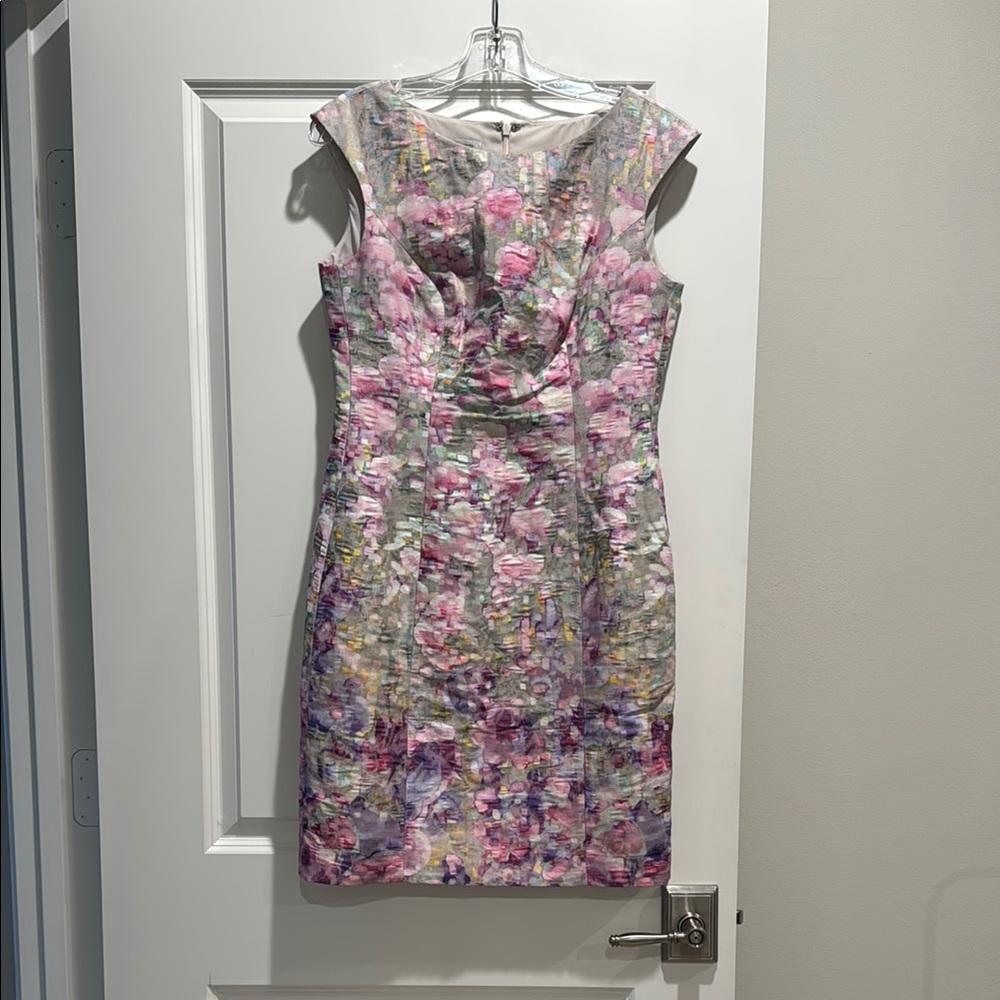Pink and Purple Pleated Sheath Midi Dress for Wedding Guest